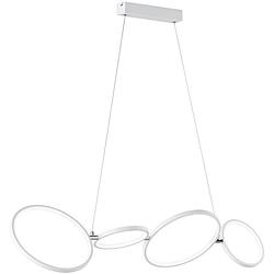 Foto van Led hanglamp - trion rondy - 37w - warm wit 3000k - dimbaar - rechthoek - mat wit - aluminium