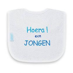 Foto van Funnies slabber hoera een jongen junior 40 cm katoen wit