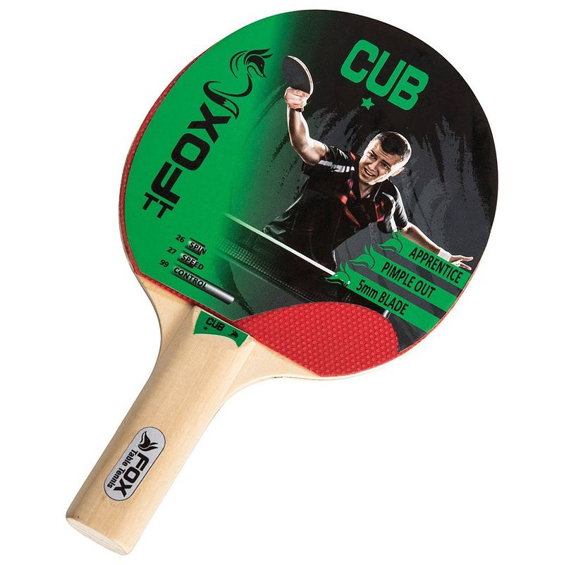 Foto van Fox tt tafeltennisbat club 1 star 23 cm hout/rubber blank/rood