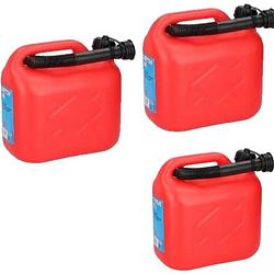 Foto van Synx tools 3x jerrycan benzine 10l rood voor brandstof en water - auto tank- inclusief schenktuit / met tuit - benzine