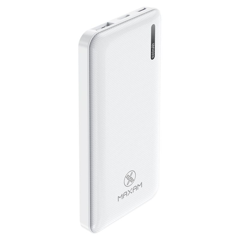 Foto van Maxam pb-2101 powerbank met micro usb oplaad kabel - 5.000 mah - wit