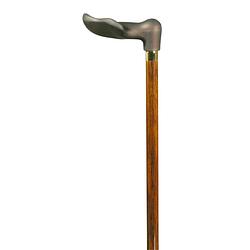 Foto van Classic canes houten wandelstok - bruin - hardhout - linkshandig - soft-touch ergonomisch handvat - lengte 92 cm
