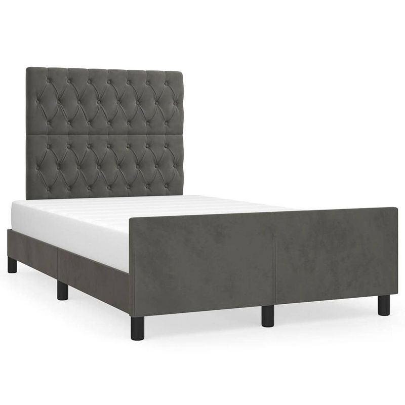 Foto van The living store bedframe velvet - donkergrijs - 203x126x118/128 cm