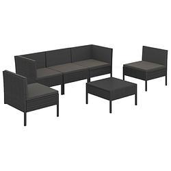 Foto van Vidaxl 6-delige loungeset met kussens poly rattan zwart