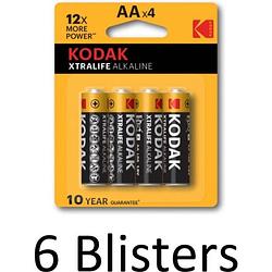 Foto van 24 stuks (6 blisters a 4 st) kodak xtralife aa alkaline batterijen