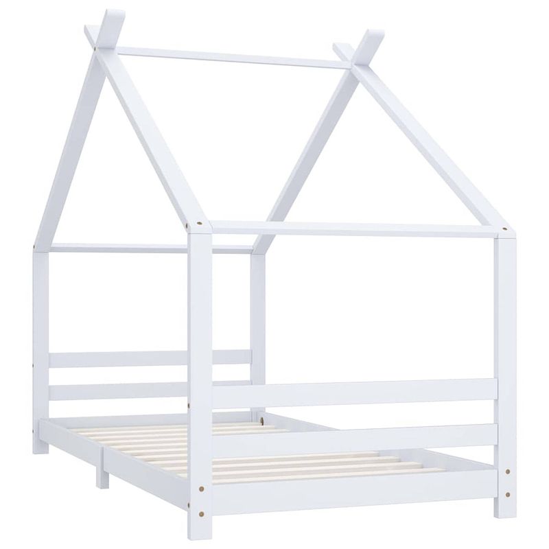 Foto van The living store houten bedframe - boomhut-stijl - 90 x 200 cm - wit - massief grenenhout