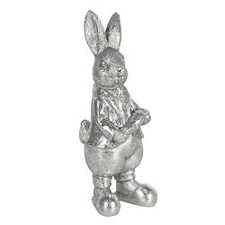 Foto van Clayre & eef decoratie beeld konijn 6*6*13 cm zilverkleurig polyresin
