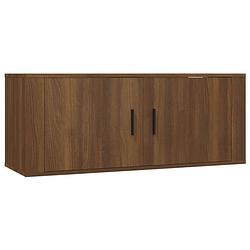 Foto van The living store tv-kast classic - wandmeubel - 100x34.5x40 cm - bruineiken