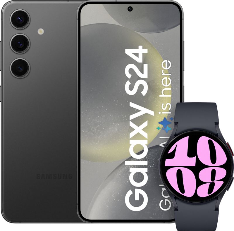 Foto van Samsung galaxy s24 256gb zwart + galaxy watch 6 zwart 40mm