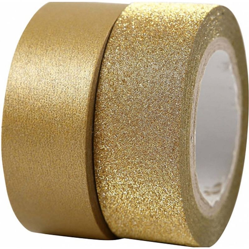 Foto van Goudkleurig glitter washi tape 2x rollen - washi tape