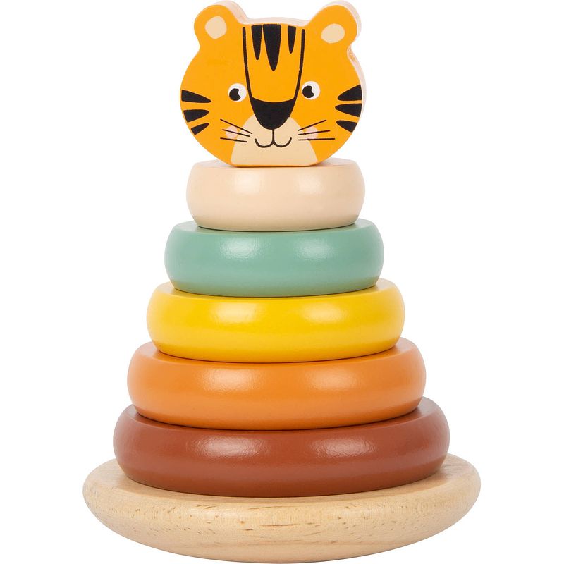 Foto van Small foot stapeltoren tijger safari junior 14 cm hout 7-delig