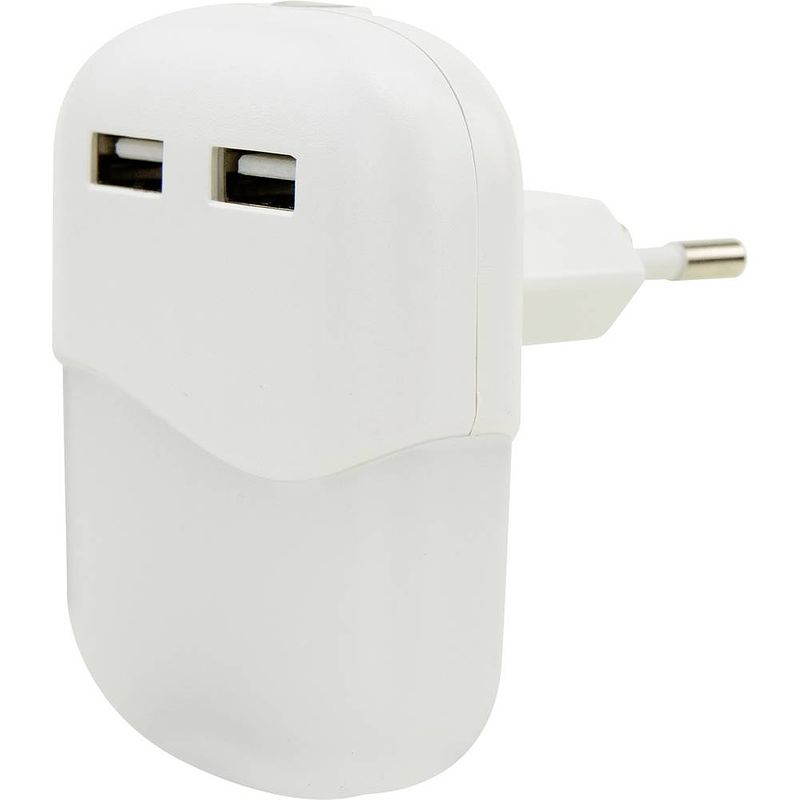 Foto van Ansmann nl15ac-2usb 1600-0407 nachtlamp, wandlamp ovaal led warmwit wit