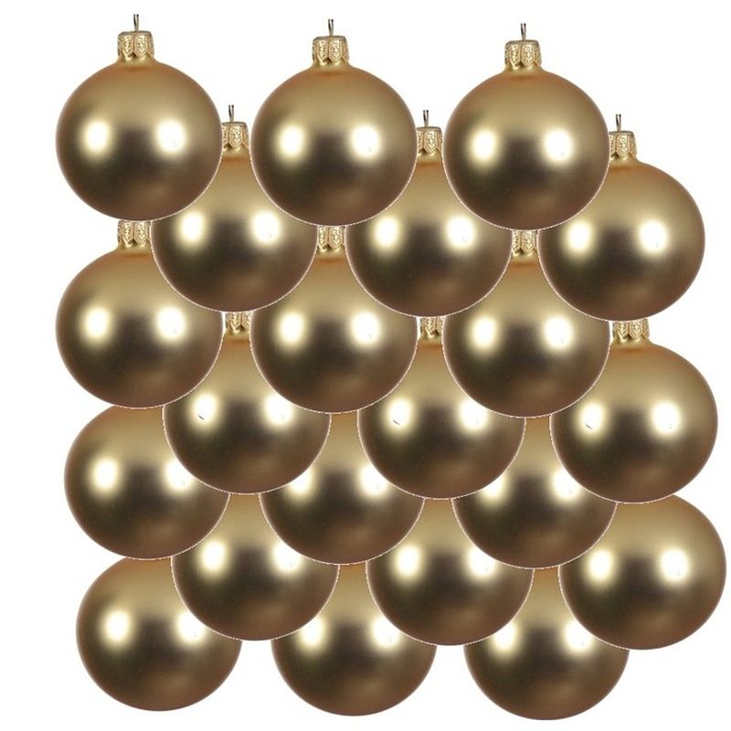 Foto van 18x glazen kerstballen mat goud 8 cm kerstboom versiering/decoratie - kerstbal