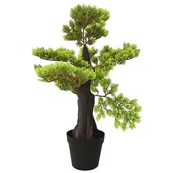 Foto van Infiori kunstplant met pot cipres bonsai 60 cm groen