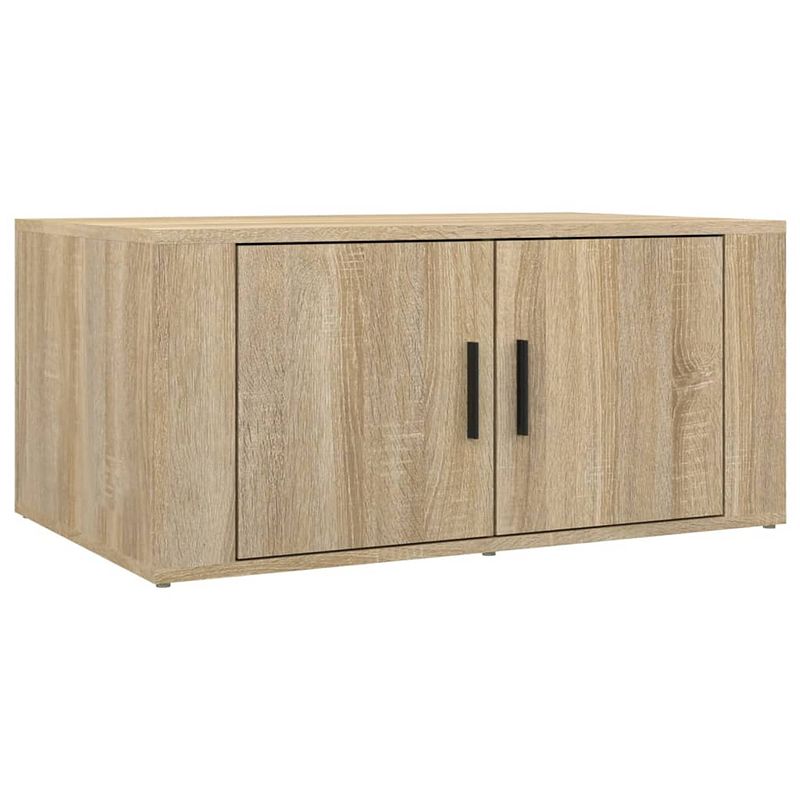 Foto van The living store salontafel bewerkt hout - 80x50x36 cm - sonoma eiken