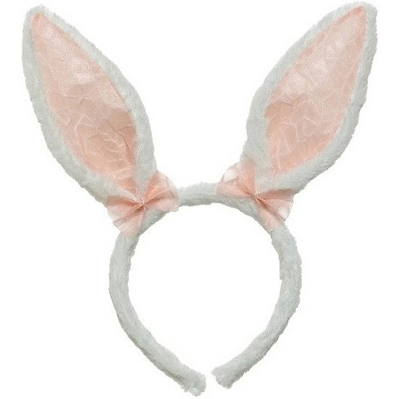 Foto van Wit/roze paashaas oren verkleed diadeem voor kids/volwassenen - verkleedattributen