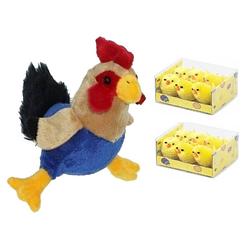 Foto van Pluche kippen/hanen knuffel van 20 cm met 12x stuks mini kuikentjes 3,5 cm - feestdecoratievoorwerp