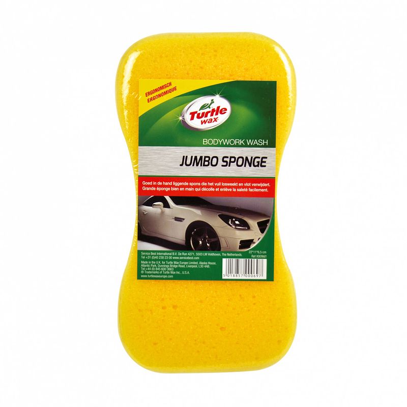 Foto van Turtle wax spons jumbo 22 x 11 x 6,5 cm geel