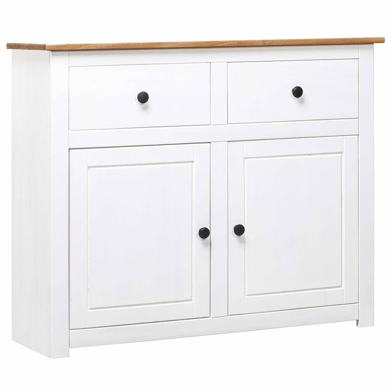 Foto van Vidaxl dressoir panama range 93x40x80 cm massief grenenhout wit