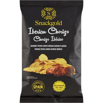 Foto van Snackgold gourmet potato crisps iberian chorizo flavour 125g bij jumbo