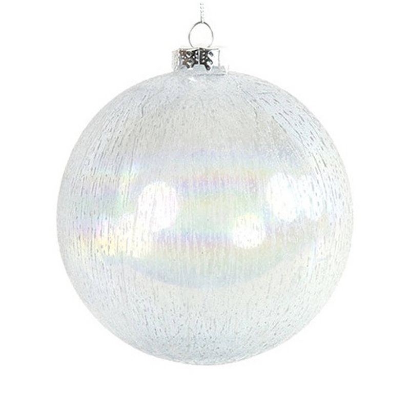 Foto van Cf label kerstbal yana 15 cm glas wit