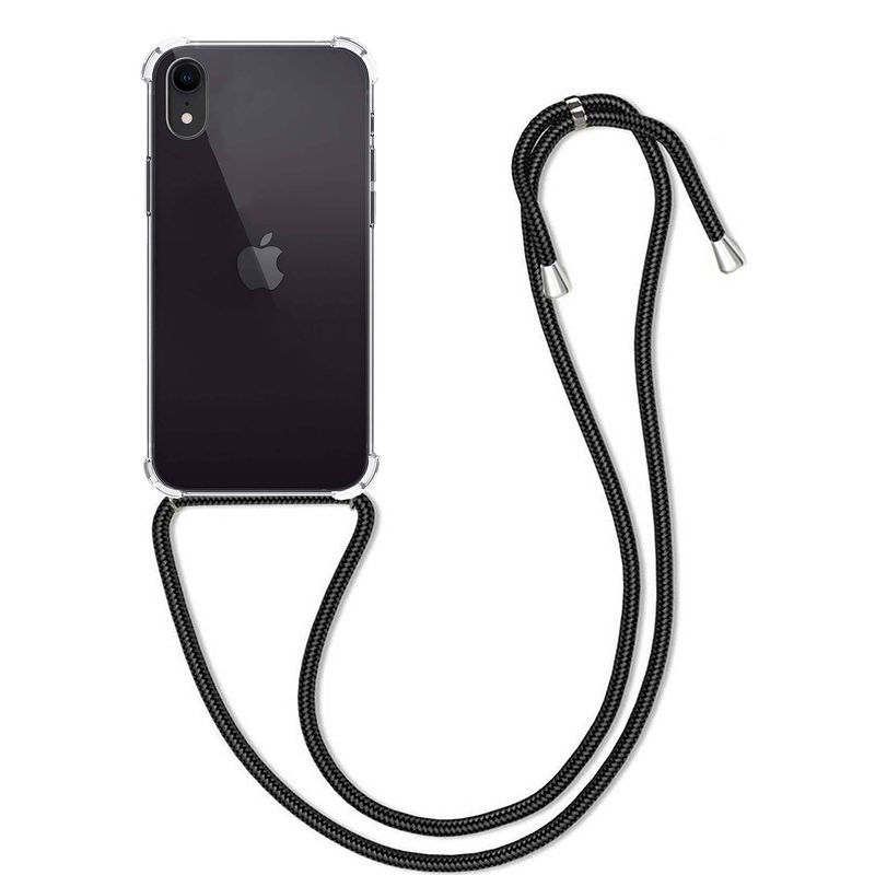 Foto van Basey apple iphone xr hoesje met koord hoes siliconen case - transparant