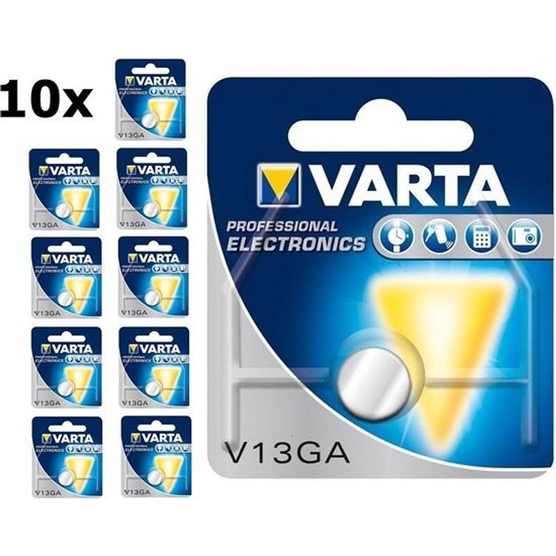 Foto van Varta v13ga / lr44 / lr1154 125mah 1.55v professional electronics knoopcel batterij - 10 stuks