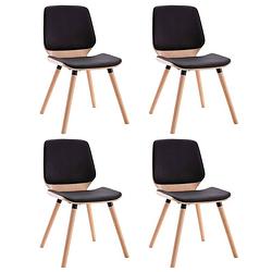 Foto van The living store vier eetkamerstoelen kunstleren bekleding - zwart - 48x62.5x85cm