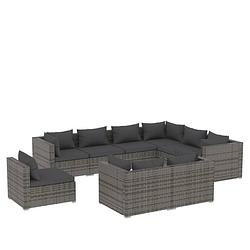 Foto van Vidaxl 9-delige loungeset met kussens poly rattan grijs