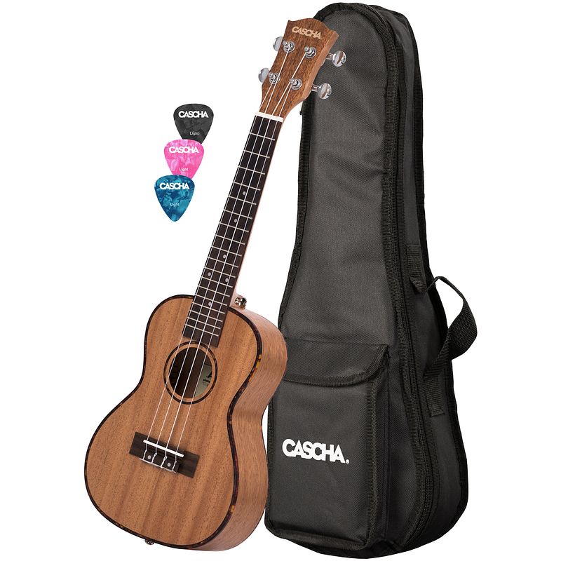 Foto van Cascha hh 2035l linkshandige premium concert ukelele met tas en plectra