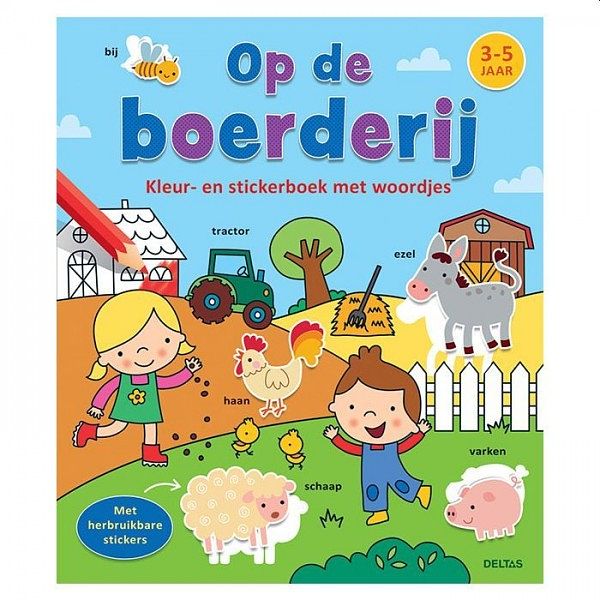 Foto van Op de boerderij kleur- en stickerboek met woordjes 3-5 jaar