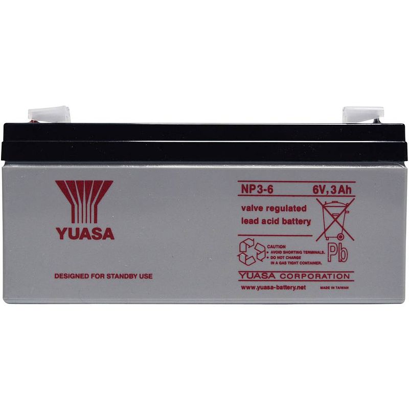 Foto van Yuasa np3-6 loodaccu 6 v 3 ah loodvlies (agm) (b x h x d) 134 x 64 x 34 mm kabelschoen 4.8 mm onderhoudsvrij