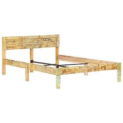 Foto van The living store bedframe vintage - 205 x 125 x 73 cm - massief gerecycled hout en staal