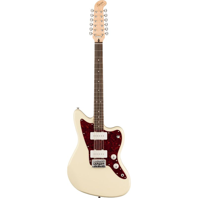 Foto van Squier paranormal jazzmaster xii il olympic white 12-snarige elektrische gitaar