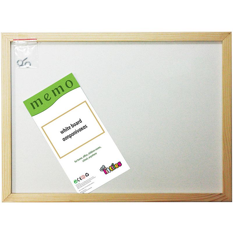 Foto van The littlies whiteboard memo 90 x 60 cm hout wit/bruin 3-delig