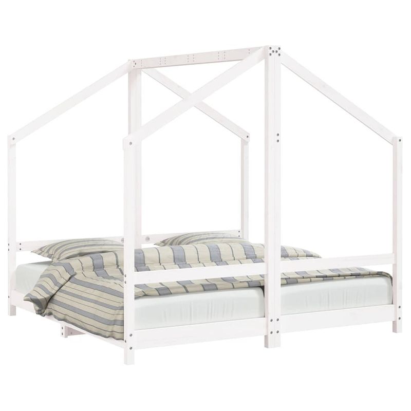 Foto van Vidaxl kinderbedframe 2x(80x160) cm massief grenenhout wit