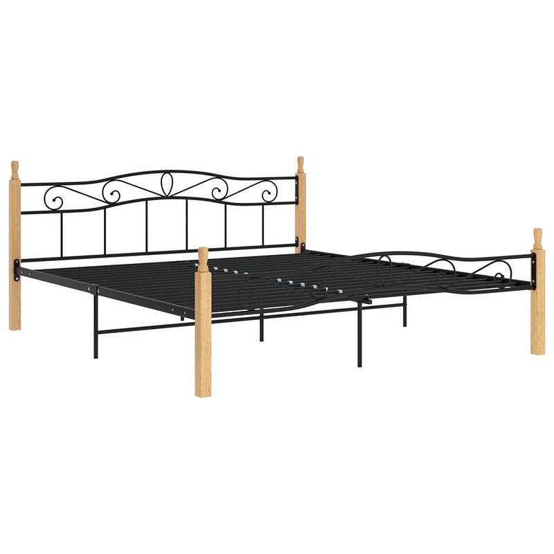 Foto van The living store metalen bedframe - 210 x 207 x 90 cm - zwart/lichthout