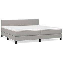 Foto van The living store boxspringbed grijs 203x200x78/88cm - pocketvering matras - verstelbaar hoofdbord - huidvriendelijk