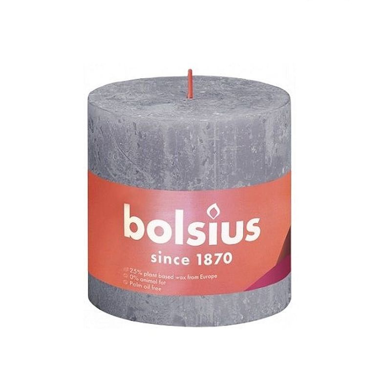 Foto van Bolsius stompkaars frosted lavender ø100 mm - hoogte 10 cm - grijs/lavendel - 62 branduren