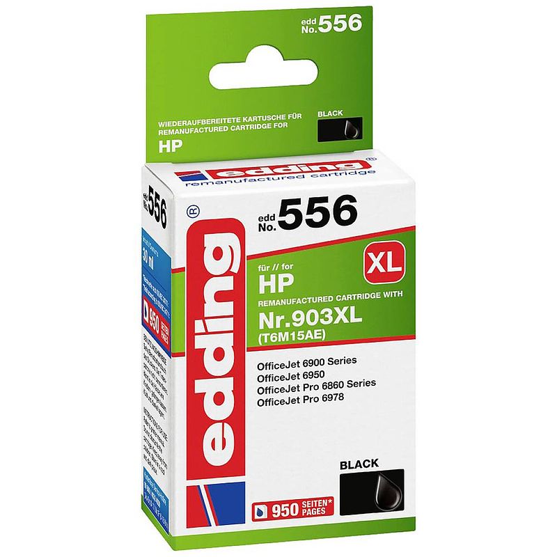 Foto van Edding cartridge vervangt hp 903xl (t6m15ae) compatibel zwart edd-556 18-556