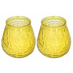 Foto van 2x stuks citrus geurkaars in glazen houder geel - geurkaarsen