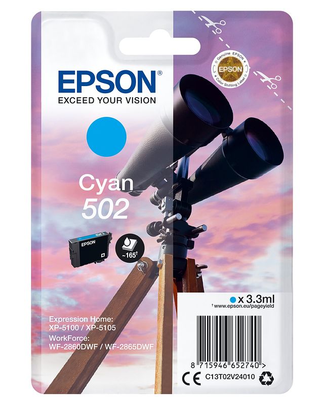 Foto van Epson 502 - verrekijker inkt blauw