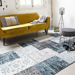 Foto van Lifa living vloerkleed - patchwork - blauw 80 x 150 cm