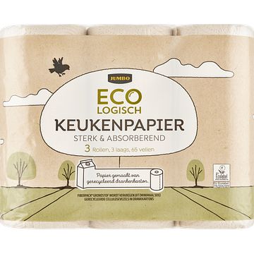 Foto van Jumbo ecologisch keukenpapier 3 laags 3 rollen