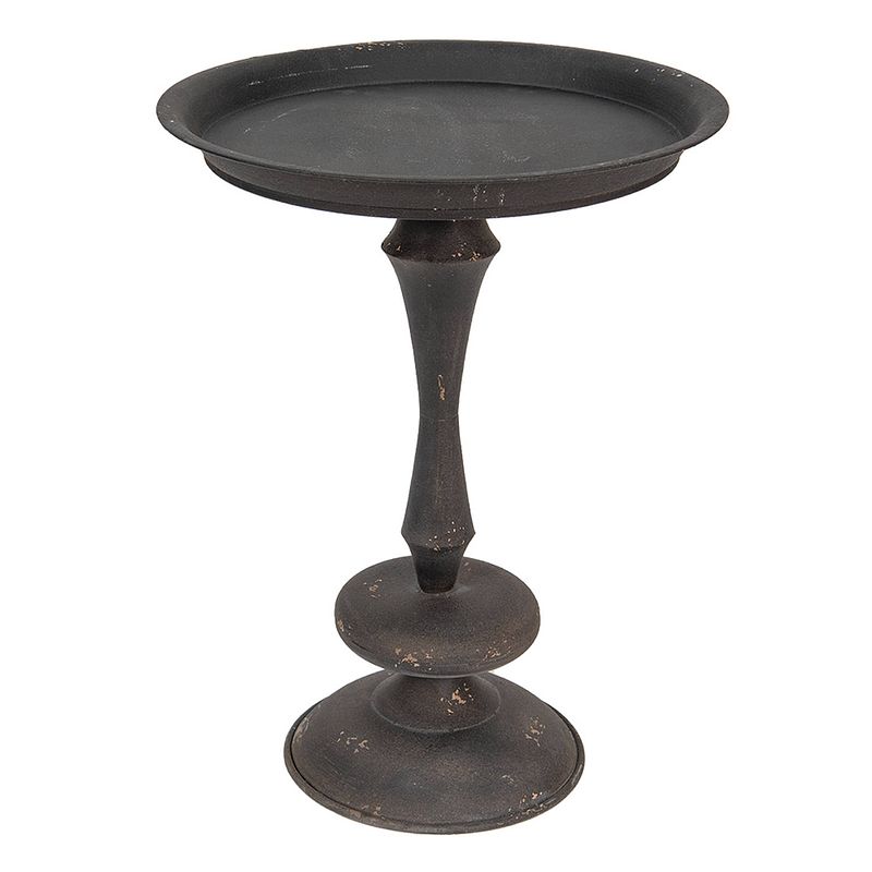 Foto van Clayre & eef bijzettafel ø 49*67 cm zwart ijzer side table tafeltje zwart side table tafeltje