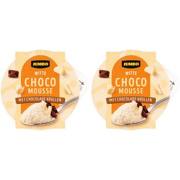 Foto van Jumbo witte choco mousse met chocolade krullen 2 x 75g