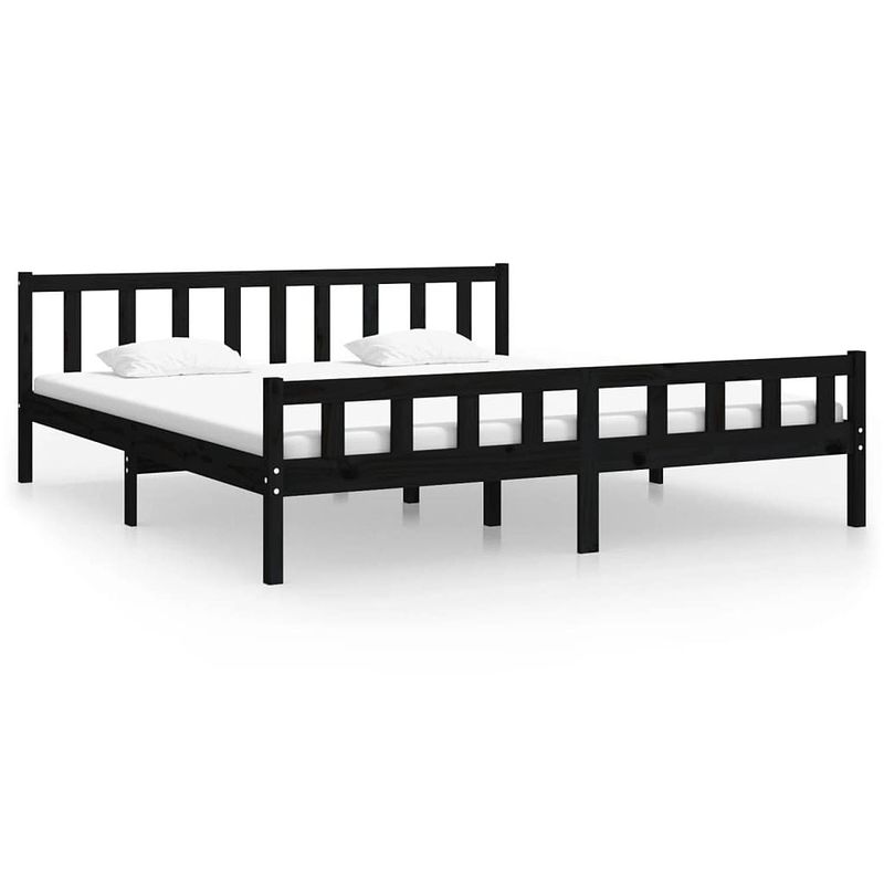 Foto van Vidaxl bedframe massief hout zwart 180x200 cm 6ft super king