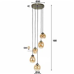 Foto van Hoyz - hanglamp 5l mix - getrapt - chromed glas