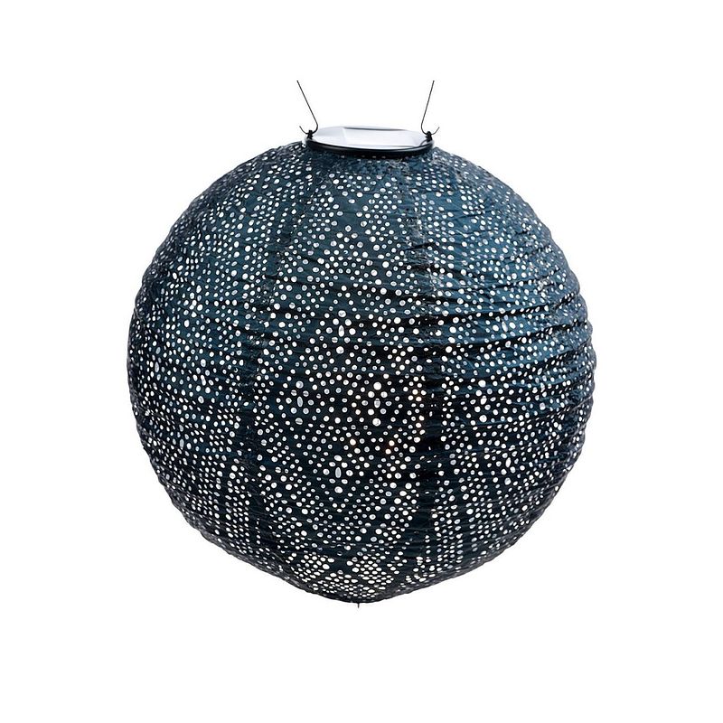 Foto van Lumiz solar lampion ikat rond - 30 cm - petrol