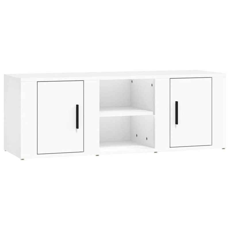 Foto van The living store televisiekast tv-meubel - 100 x 31.5 x 35 cm - stevig wit bewerkt hout